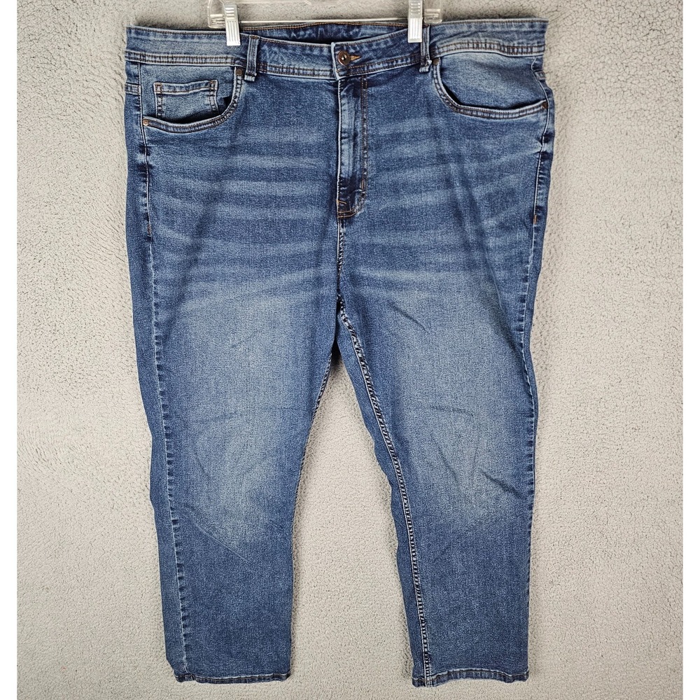NYC‎ The Perfect Jean Athletic Fit Mens 42X30 Blue Distressed Stretch 5 Pockets